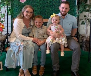 Amanda Bailey with her two children and husband